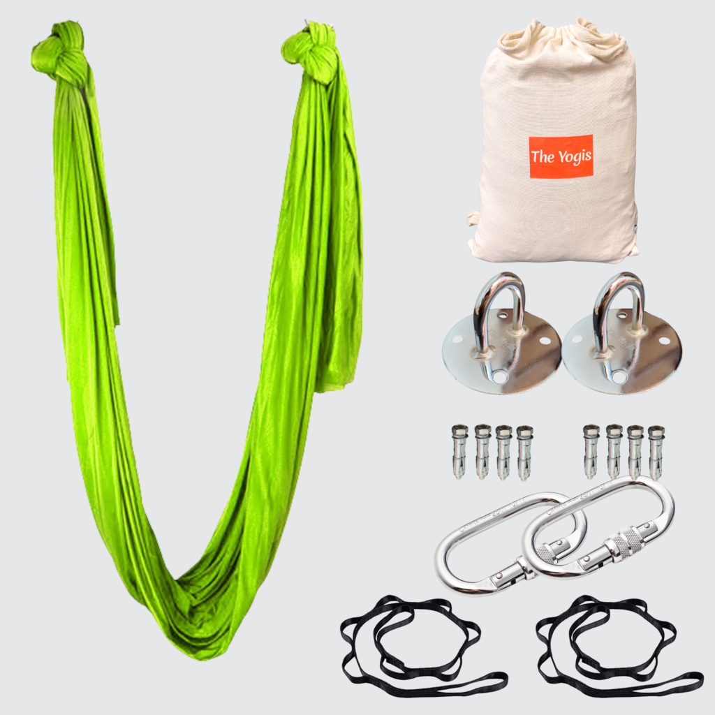 The-Yogis-Aerial-Hammock-Green-Color-With Full-Kit