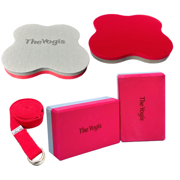 The-Yogis-Yoga-Bricks-Knee-Cushion-Eva-Foam-Block-pc-2-Red-Gray-Belt