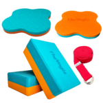 The-Yogis-Kit-Knee-Cushion-2-Yoga-Brick-2-Yoga-belt2-Aqua-orange-Color-high-Density