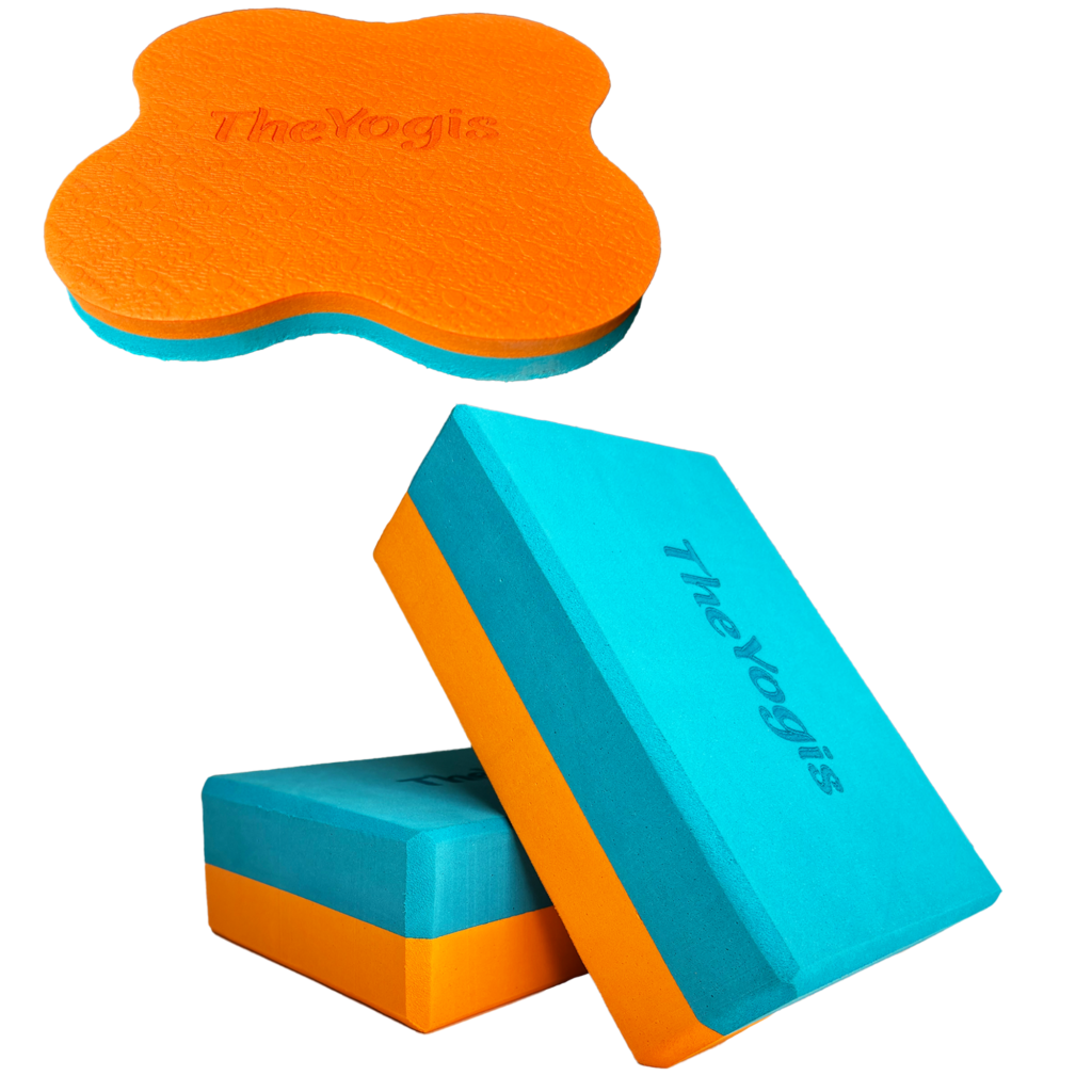 The-Yogis-Kit-Knee-Cushion-1-Yoga-Brick-2-Yoga-belt-Aqua-orange-Color-high-Density