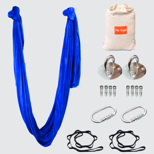 The-Yogis-Aerial-Hammock-Silk-Royal-Blue-Color-Kit