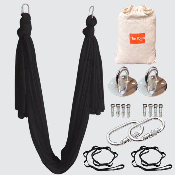 The-Yogis-Aerial-yoga-Hammock-Silk-Black-Color-Kit-