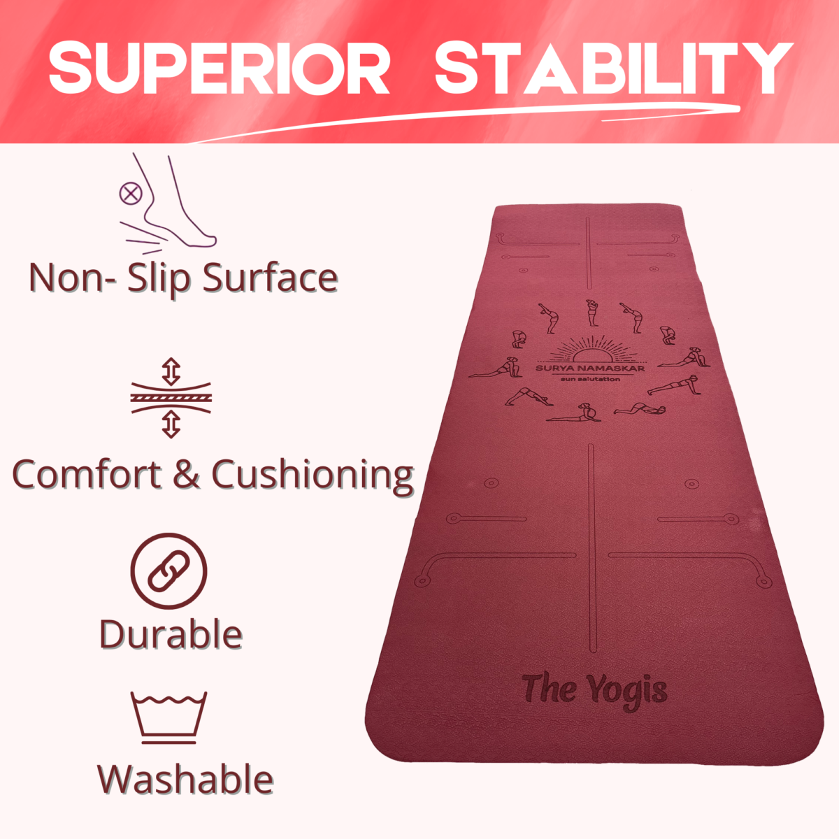 The-Yogis-Yoga-Mat-Tpe-Dual-color-Wine-Peach-6mm- premium-Alignment-suryaNamasakar