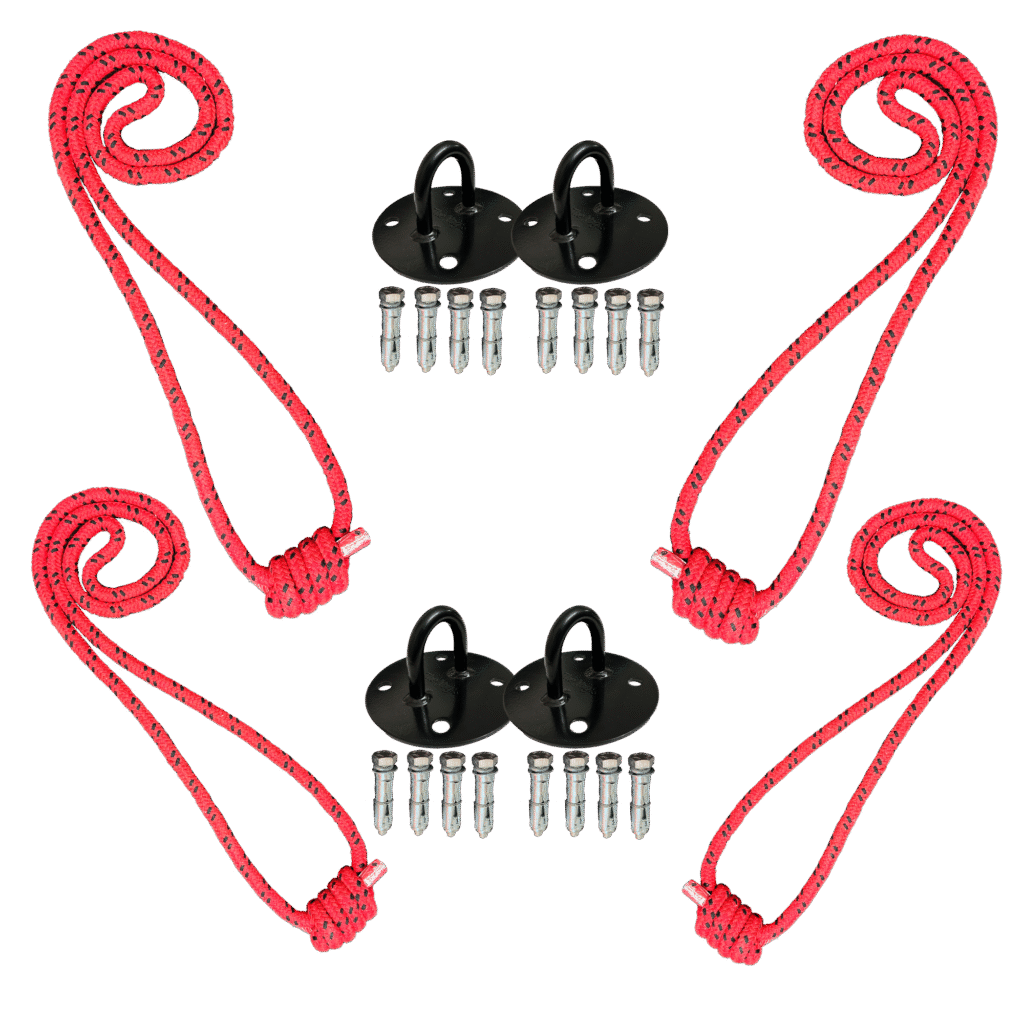 The-Yogis-Wall-rope-Iyengar-Red-Color-With-Black-Dot-Pc4-Long&medium-With-Black-Heavy-Mounts