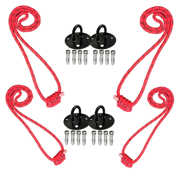 The-Yogis-Wall-rope-Iyengar-Red-Color-With-Black-Dot-Pc4-Long&medium-With-Black-Heavy-Mounts